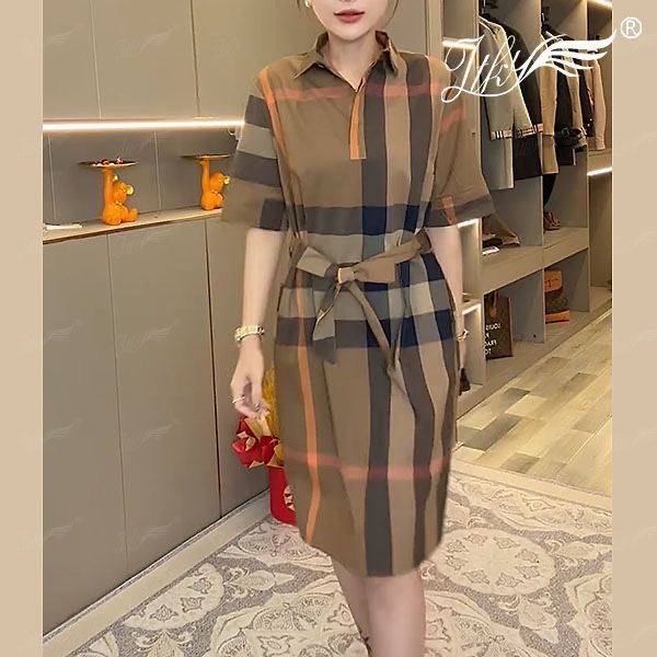 New casual retro plaid waist dress PD042025051910