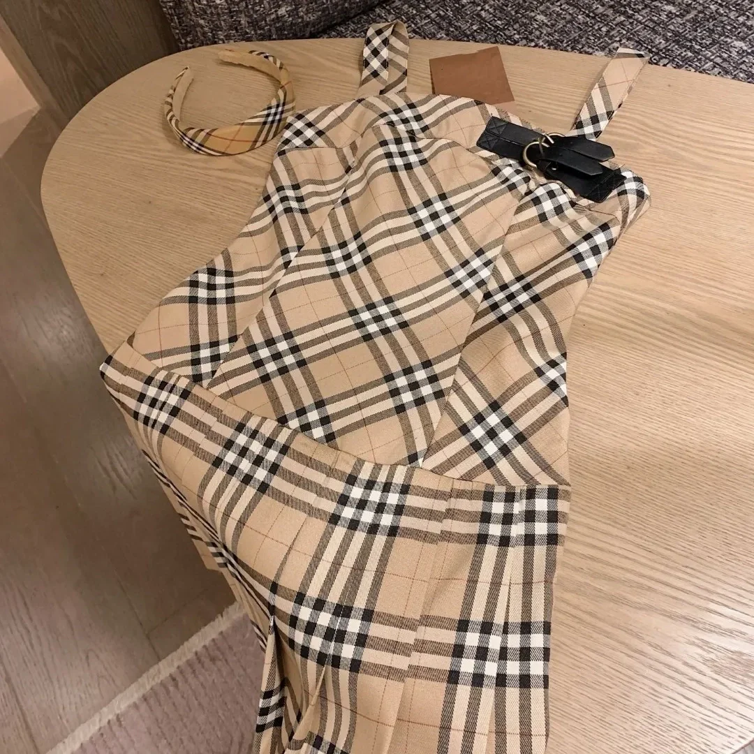 New Light Luxurious Plaid Halter Vest Dress 1025041002