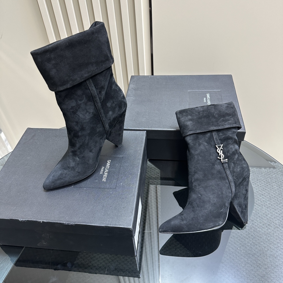 Y New Side Zipper High Heel Ankle Boots 0424111501