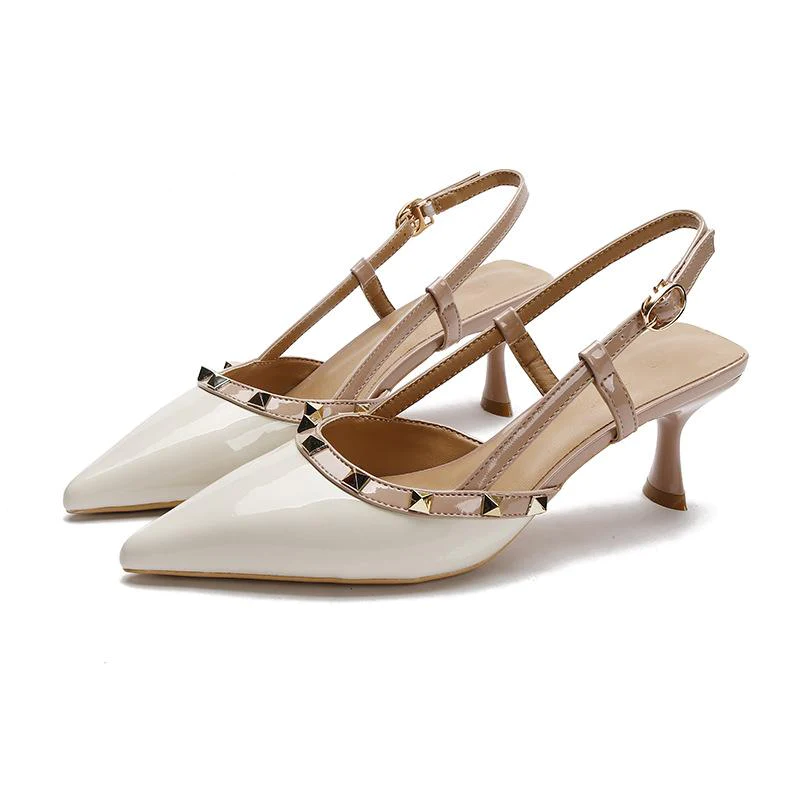 New style rivet buckle pointed toe high heels 1024022102