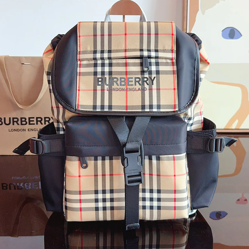 Luxury plaid casual men's backpack 1024072415