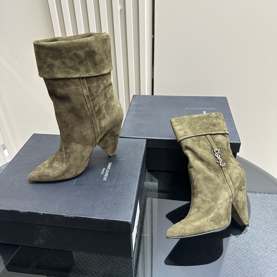 Y New Side Zipper High Heel Ankle Boots 0424111501