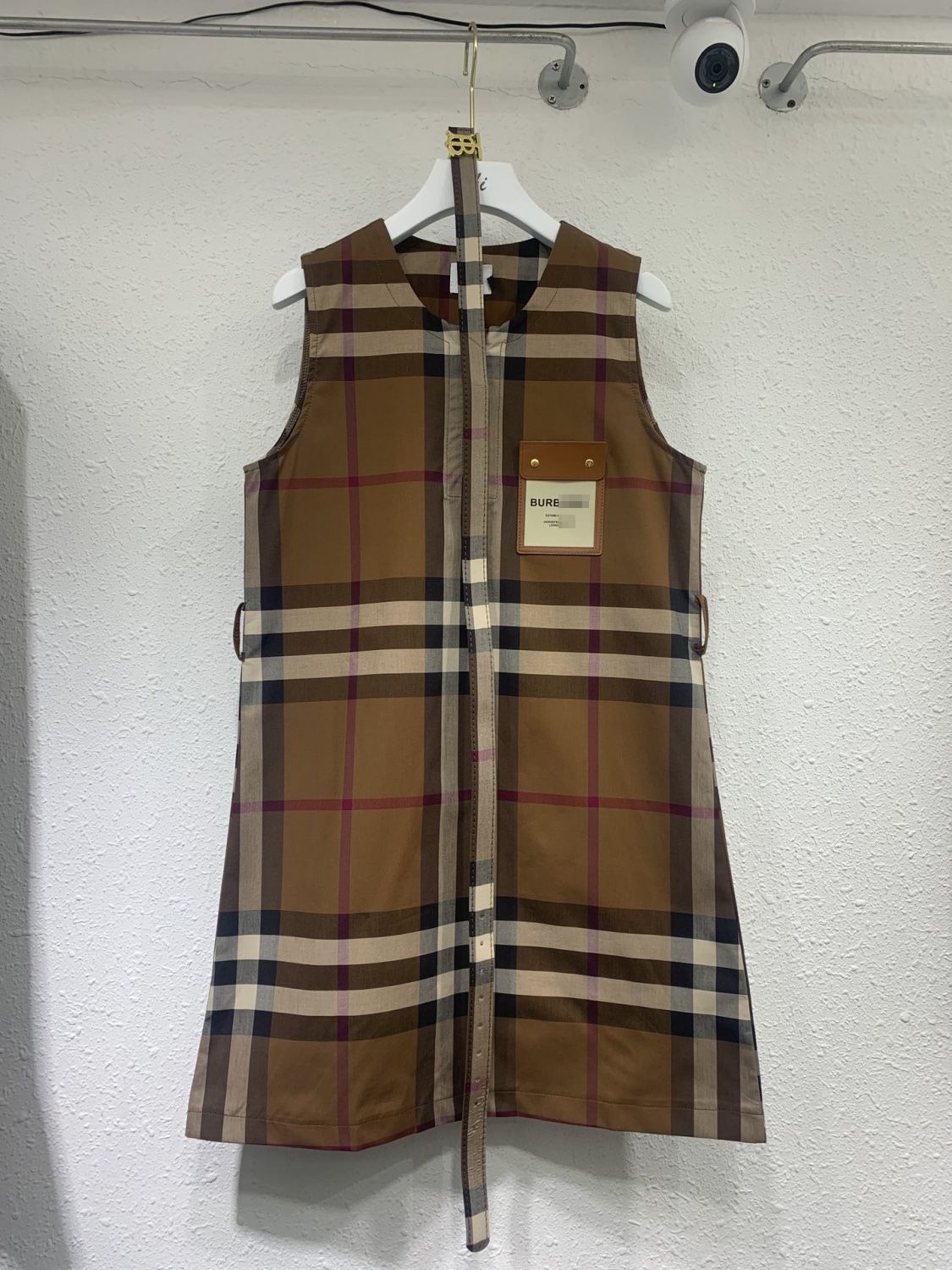 Plaid vest dress women 2025 summer classic lapel slim fit plaid sleeveless dress with belt PD042025071801