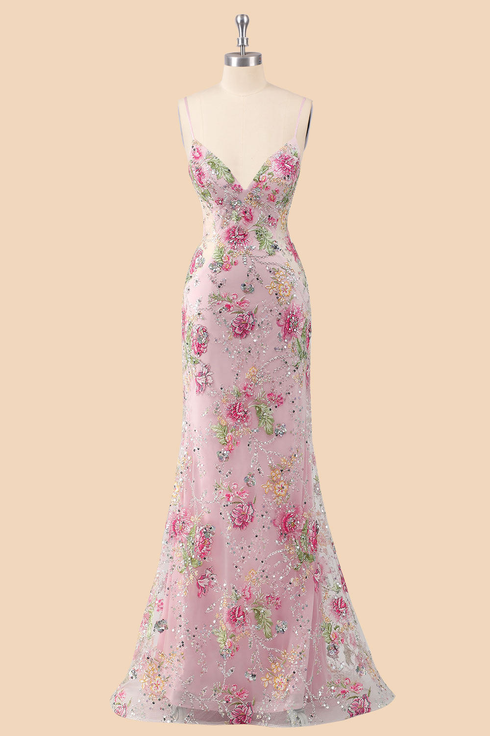 Custom floral embroidery sequin long prom dress, pink sparkly corset evening gown