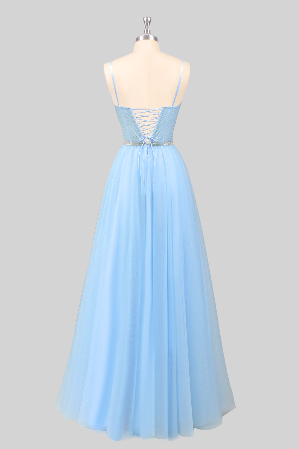 Custom shinning light blue dress, handmade tulle party dress