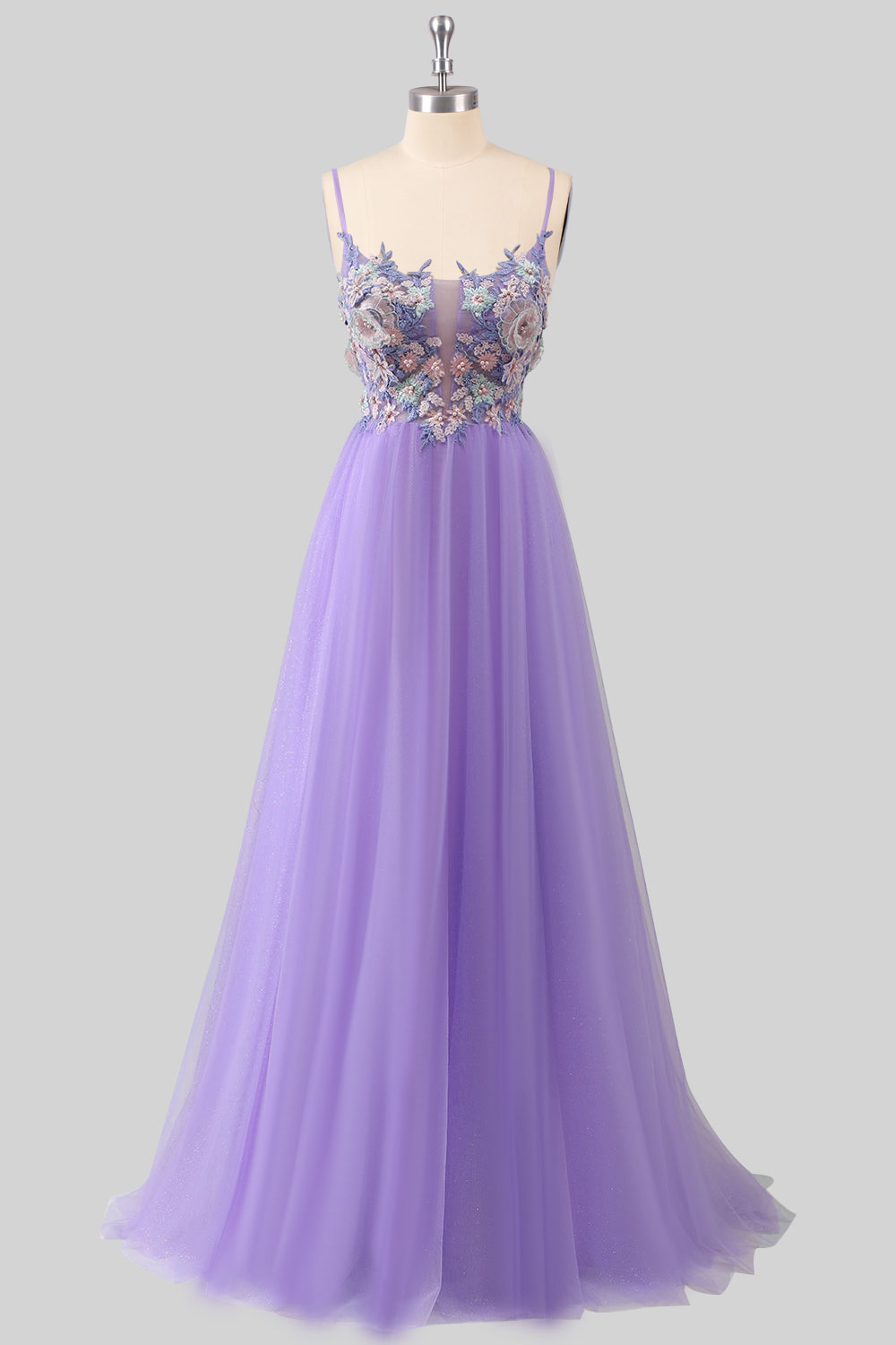 Custom flower purple prom dress, open back maxi party dress