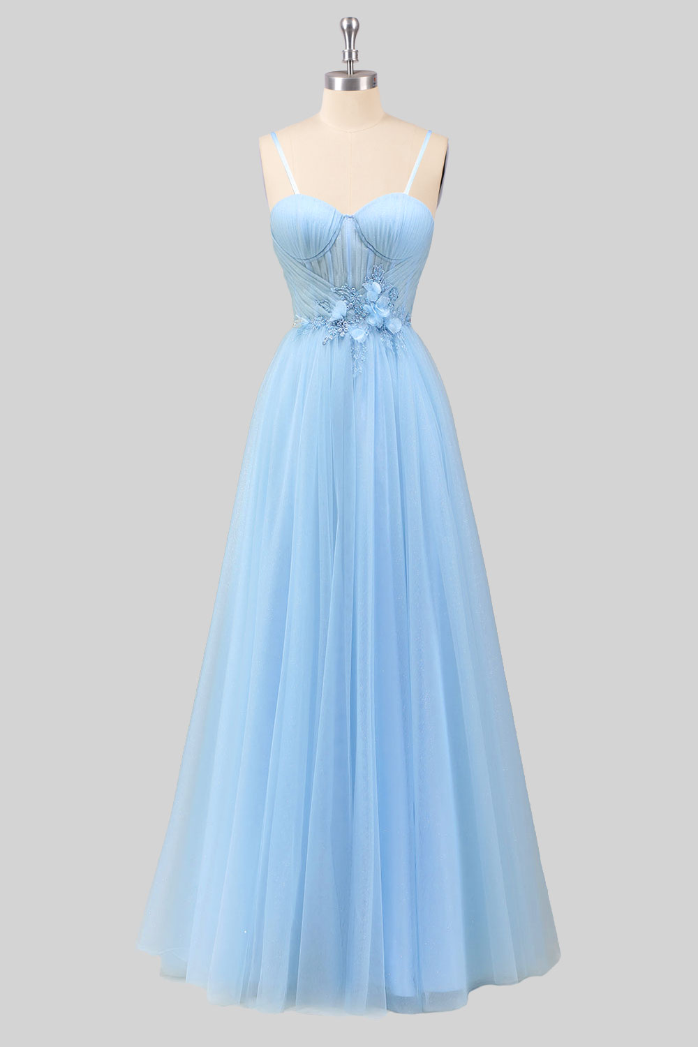 Custom shinning light blue dress, handmade tulle party dress