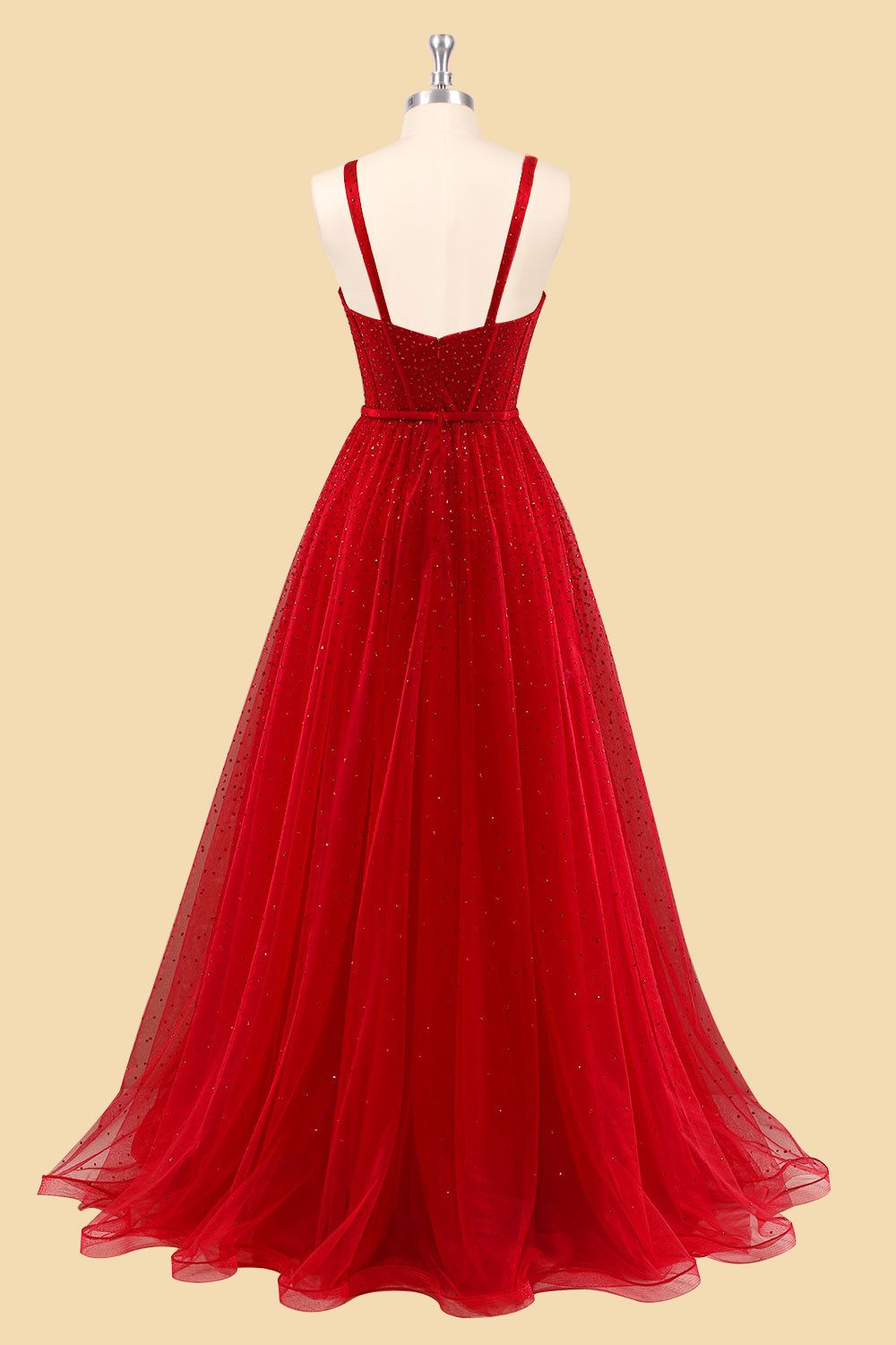 Custom sparkly prom dress, red party dress