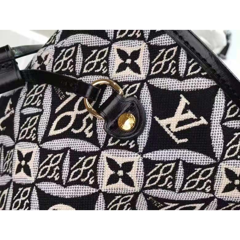 Louis Vuitton LV Women Since 1854 Neverfull MM Tote Black Monogram Flowers Canvas