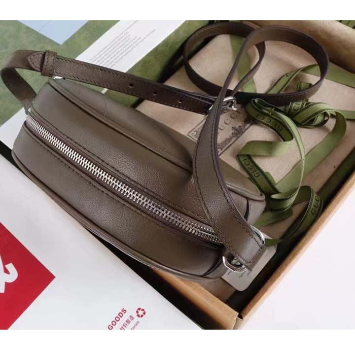 Gucci Women GG Blondie Mini Shoulder Bag Brown Leather Round Interlocking G Patch