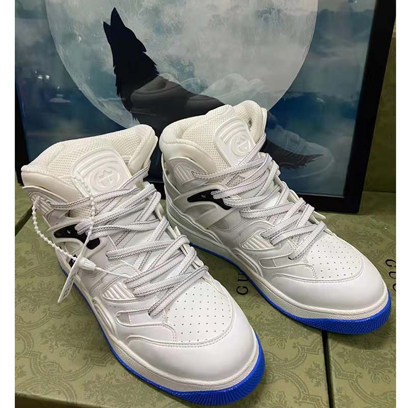 Gucci Unisex GG Gucci Basket Sneaker White Demetra Rubber Interlocking G Patch