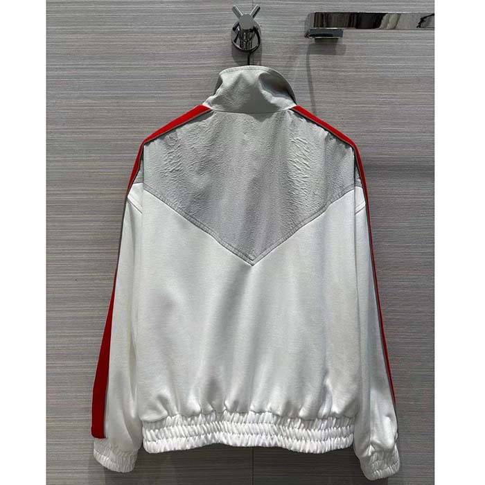 Gucci Women GG Technical Jersey Zip Sweatshirt Interlocking G Embroidered Patch High Neck Dropped Shoulder