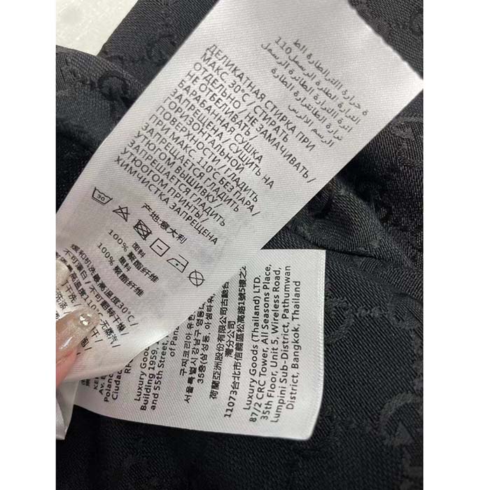 Gucci Women GG Wool Jacquard Pant Black Fitted Waistband Four Pleats Wide Leg