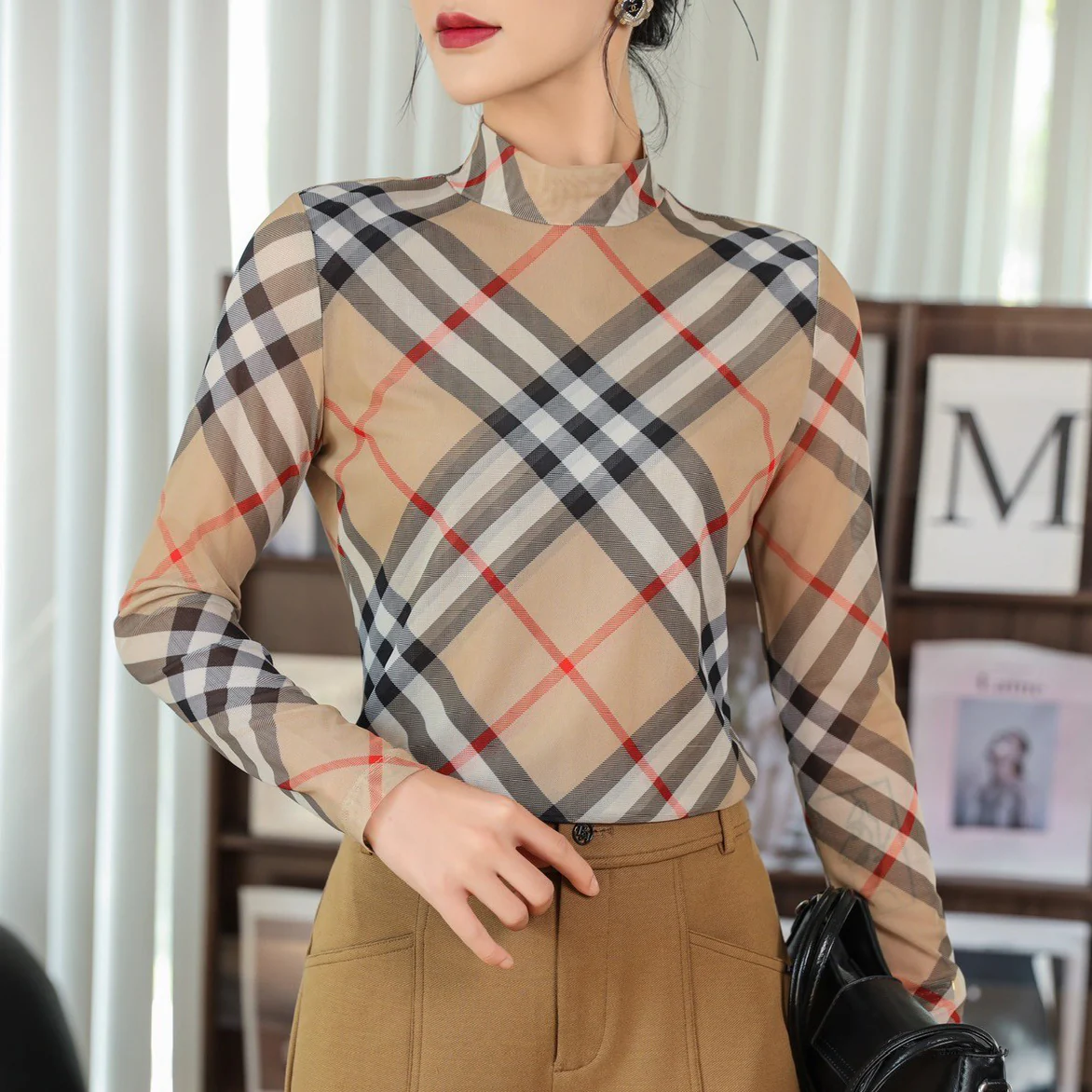 BBR-Classic Plaid Crew Neck Bottom Shirt 1025011520