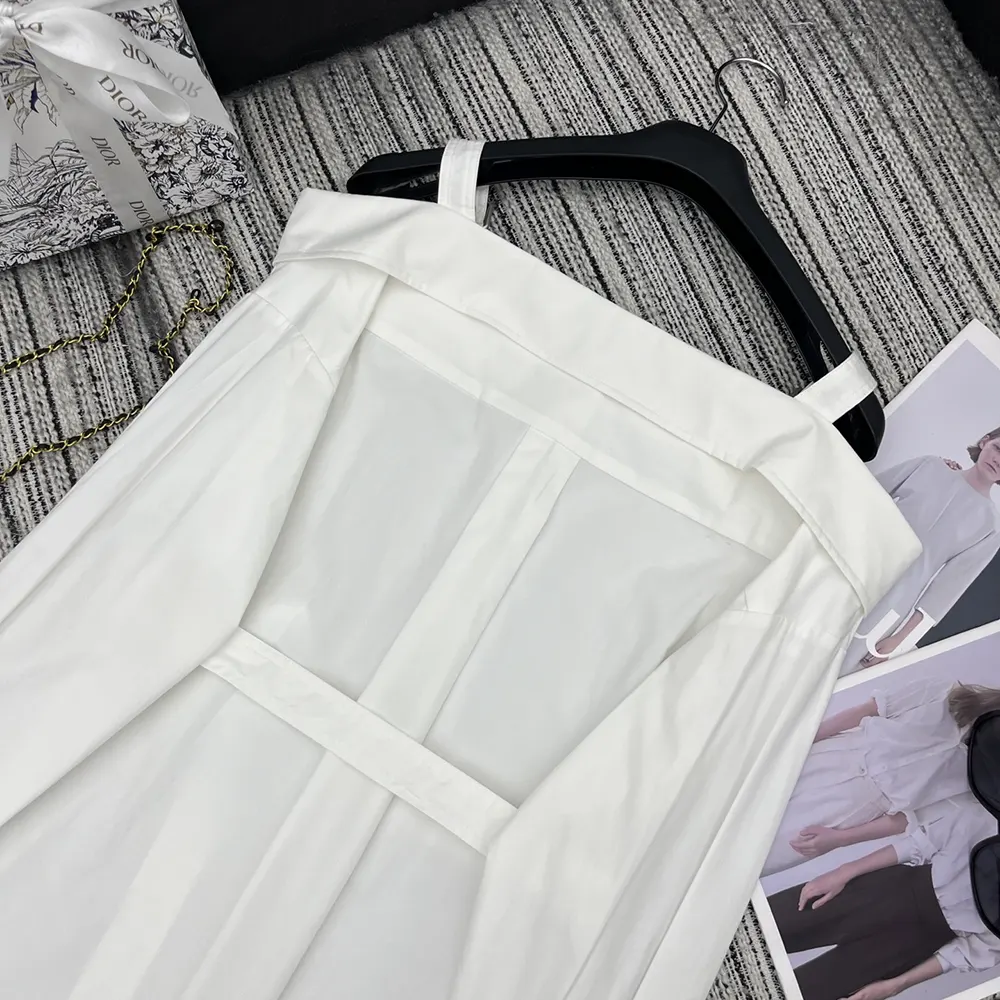 Dior Women Shirtdress White Lightweight Cotton and Silk Poplin