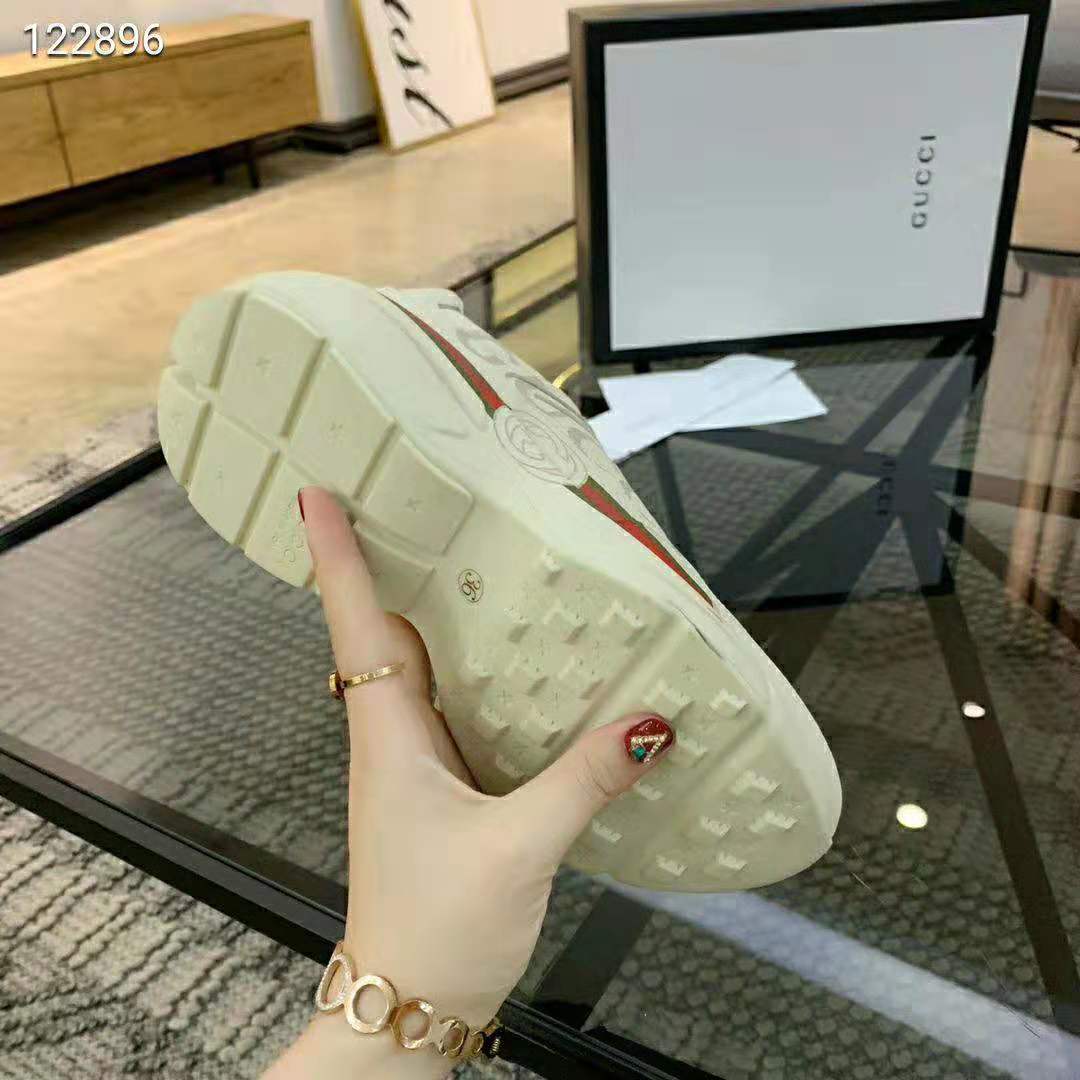 Gucci Unisex Rhyton Gucci Logo Leather Sneaker-Beige