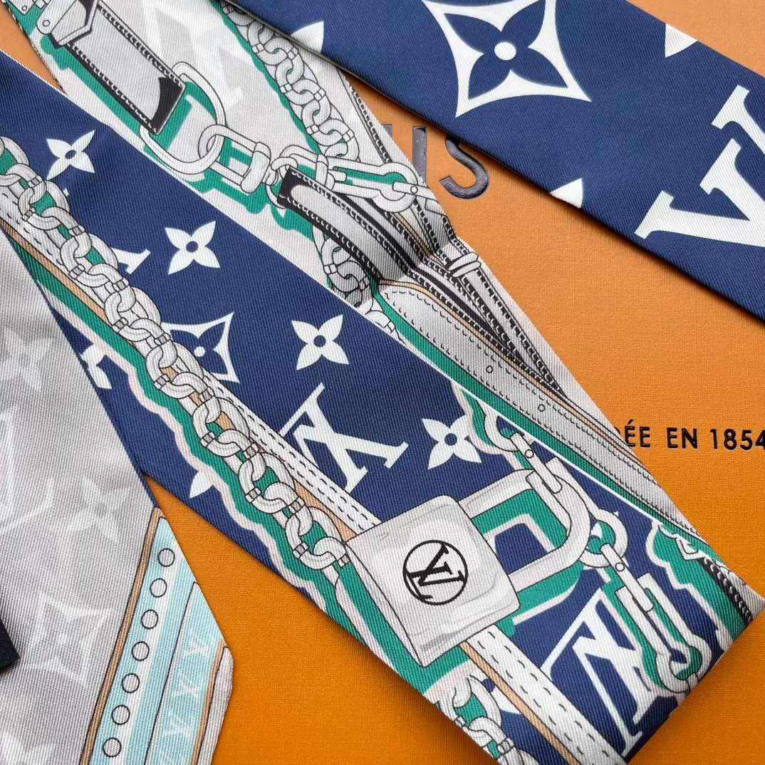 Louis Vuitton Women LV Ultimate Monogram Bandeau Navy Blue Silk Inkjet Print M77778