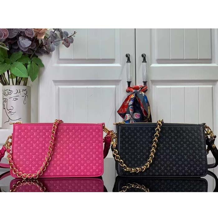 Louis Vuitton LV Women Lexington Pouch Black Monogram-Embossed Calf Leather