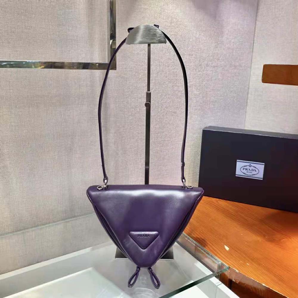 Prada Women Padded Nappa Leather Handbag-Purple