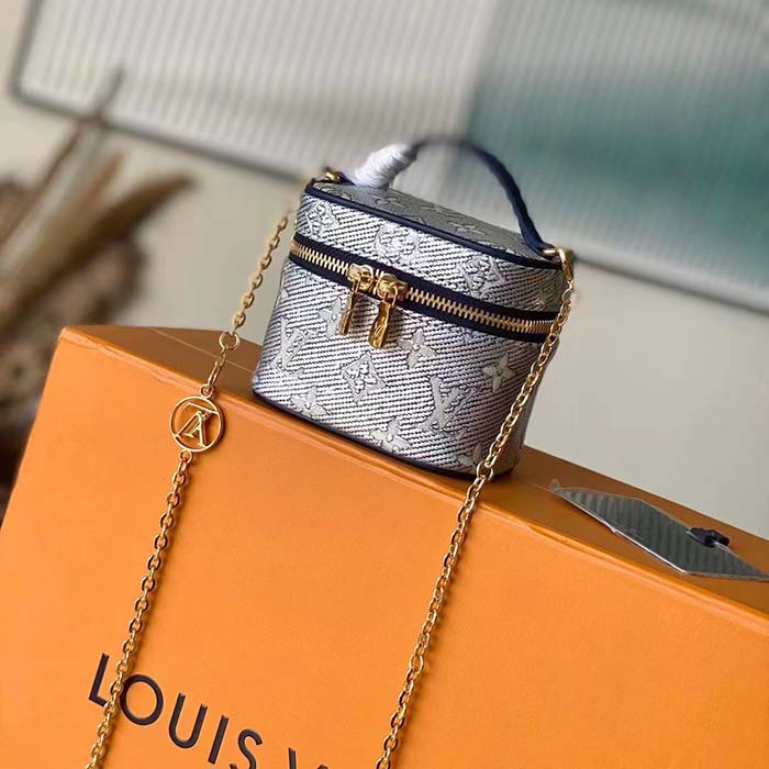 Louis Vuitton LV Women Micro Vanity Blue Monoglam Coated Canvas Microfiber Lining