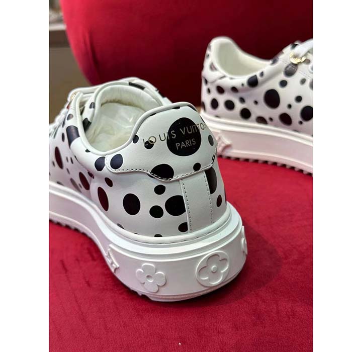 Louis Vuitton Women LV x YK Time Out Sneaker White Printed Calf Leather Monogram Flowers