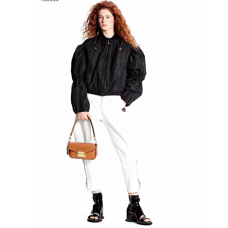 Louis Vuitton LV Women Swing Brown Calfskin Leather Monogram Canvas S Lock