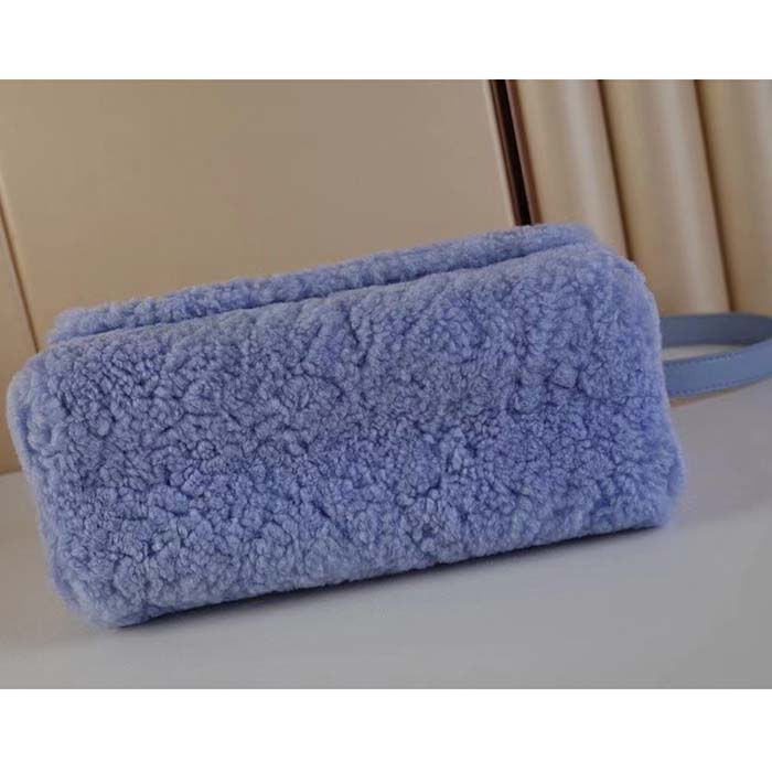 Louis Vuitton LV Women Twist MM Handbag Jean Blue Shearling Smooth Calfskin Leather