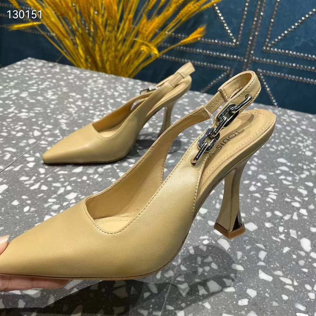 Louis Vuitton LV Women Sparkle Slingback Pump Gold Metallic Calf Leather 9.5 Cm Heel