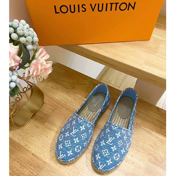 Louis Vuitton LV Women Starboard Flat Espadrille Blue Monogram Denim Rope Rubber