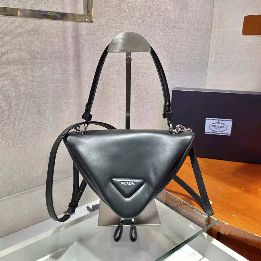 Prada Women Padded Nappa Leather Handbag-Black