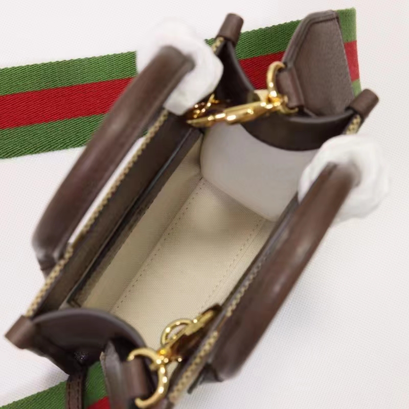 Gucci Unisex Jumbo GG Mini Tote Bag Camel Ebony Canvas