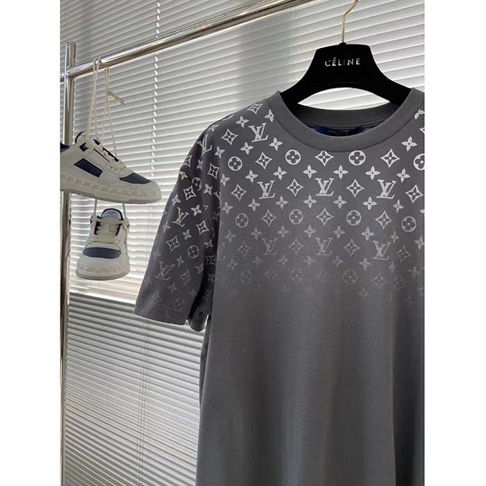 Louis Vuitton Women LV SKI Monogram Gradient Cotton T-Shirt Regular Fit Ribbed Neck Volcanic Ash