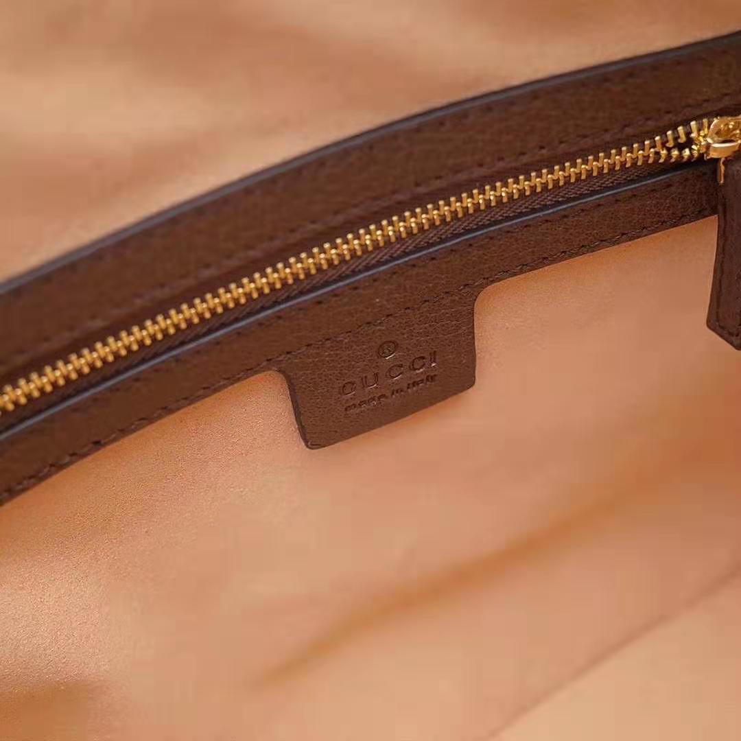 Gucci GG Women Ophidia GG Medium Top Handle in Beige/Ebony GG Supreme Canvas