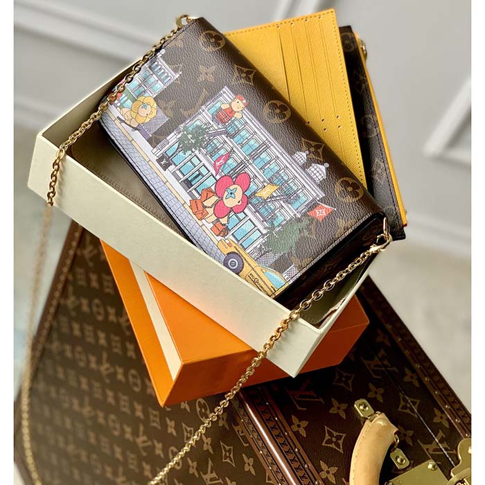 Louis Vuitton LV Women Félicie Pochette Yellow Brown Monogram Coated Canvas