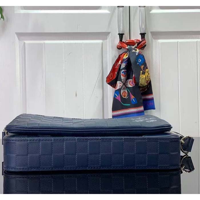 Louis Vuitton LV Unisex Trio Messenger Blue Sapphire Damier Infini Cowhide Leather