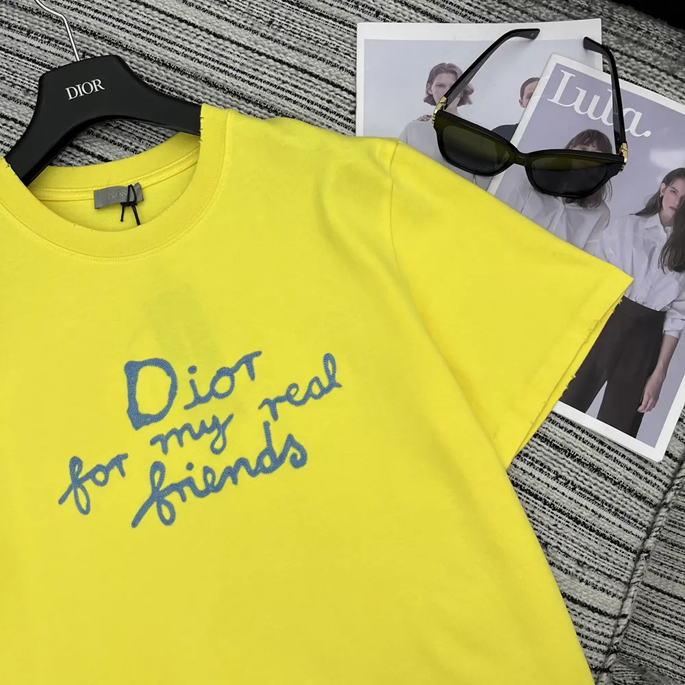 Dior Men DIOR AND HYLTON NEL T-Shirt Relaxed Fit Yellow Cotton Jersey