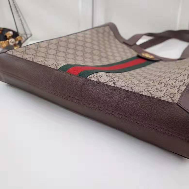 Gucci GG Unisex Ophidia Soft GG Supreme Large Tote in Beige/Ebony GG Supreme Canvas