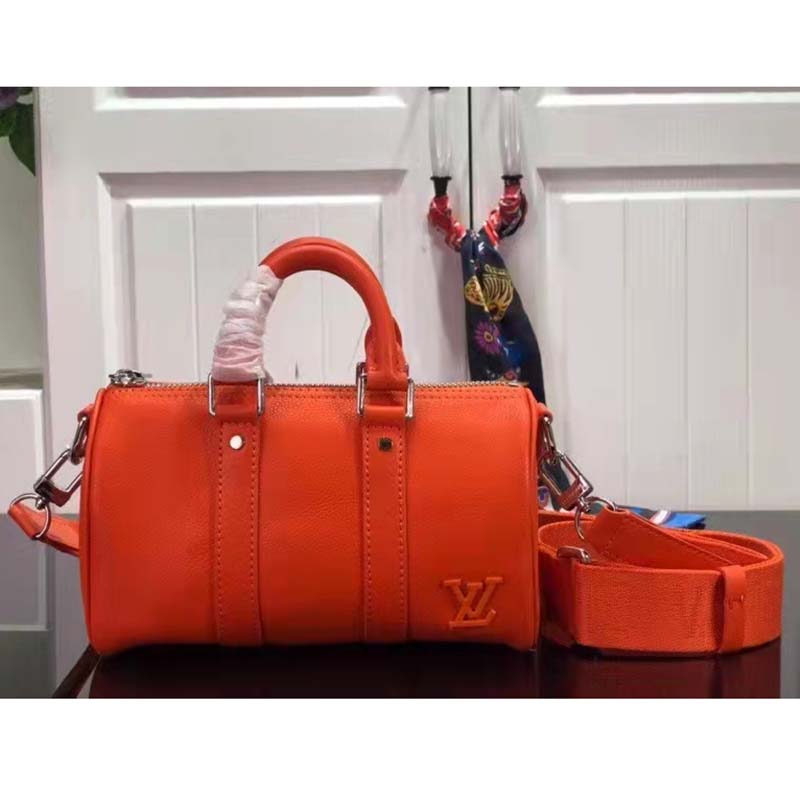 Louis Vuitton LV Unisex Keepall XS Orange Aerogram Cowhide Leather Textile Lining