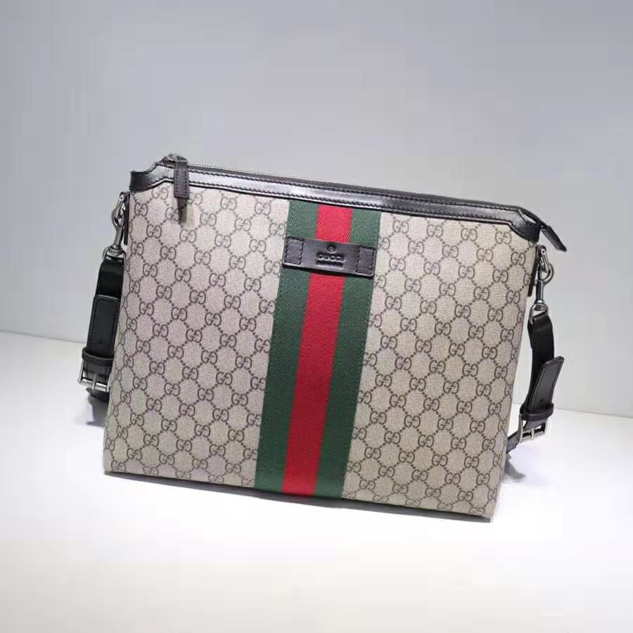 Gucci GG Men GG Supreme Medium Messenger Bag-Brown