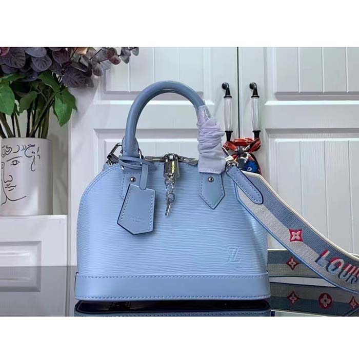 Louis Vuitton LV Women Alma BB Handbag Cloud Blue Epi Grained Smooth Cowhide Leather