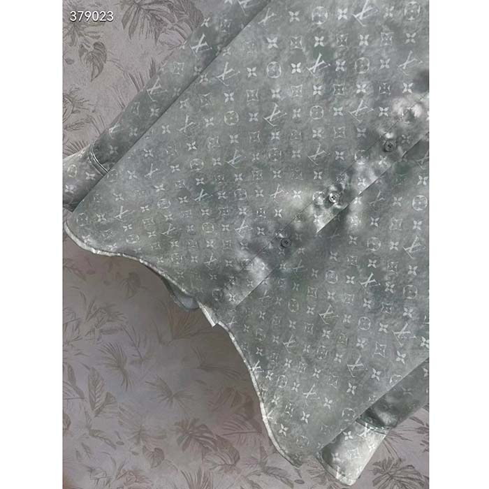 Louis Vuitton Men LV Monogram Cloud Shirt Silk Green Blue Regular Fit