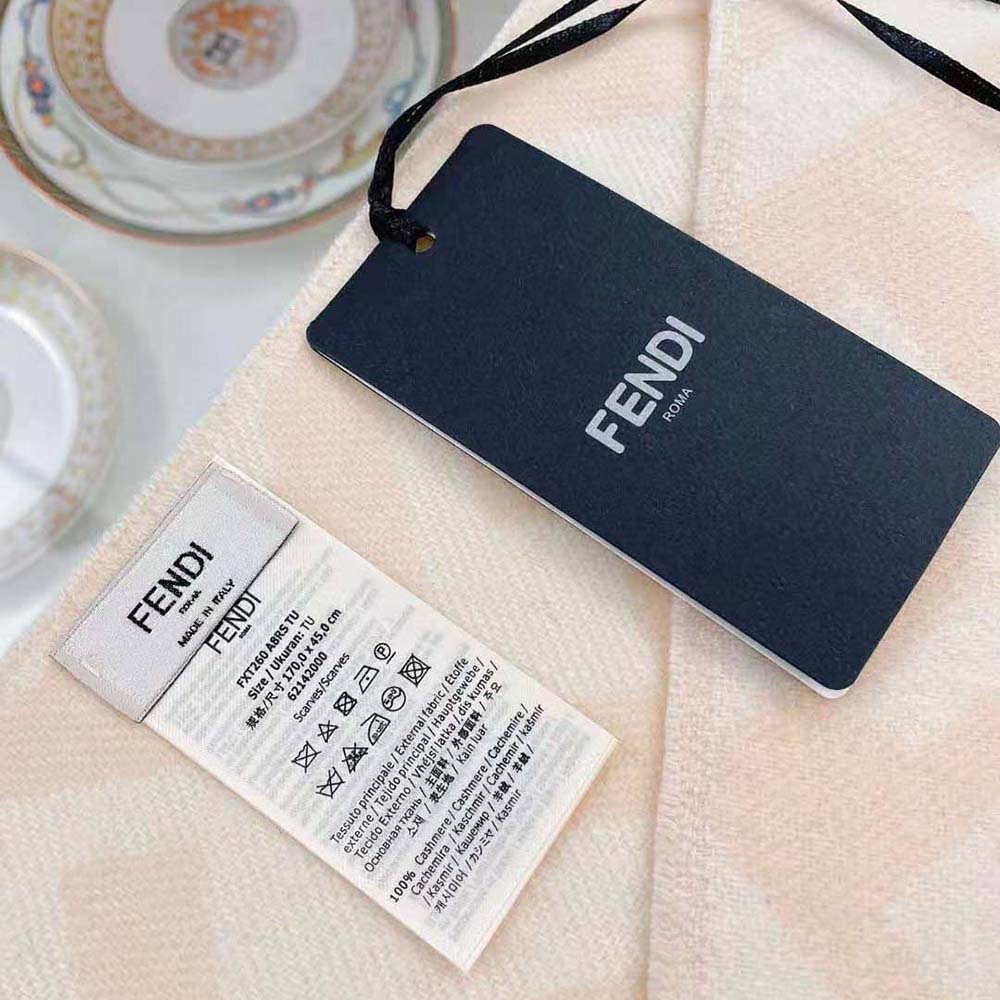 Fendi Women FF Scarf Pale Pink Cashmere Scarf