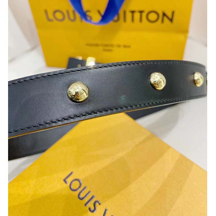 Louis Vuitton Unisex LV Initiales Studs 30mm Reversible Belt Black Leather Metal Studs