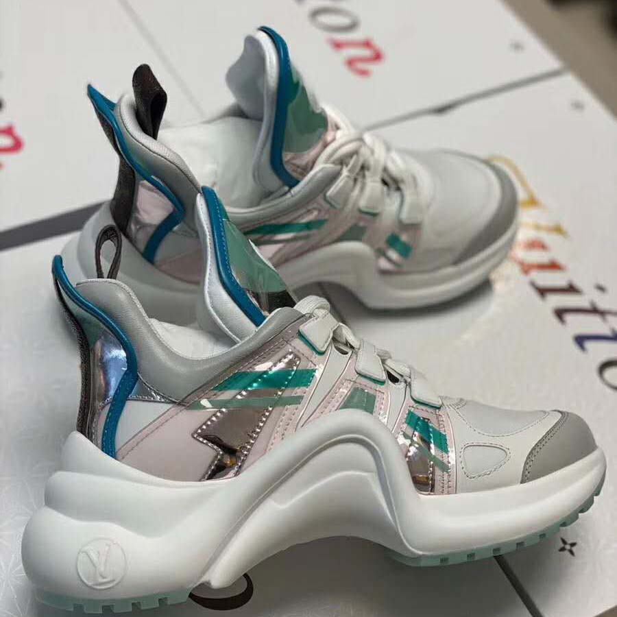 Louis Vuitton LV Women LV Archlight Sneaker in Leather and Technical Fabrics-Aqua