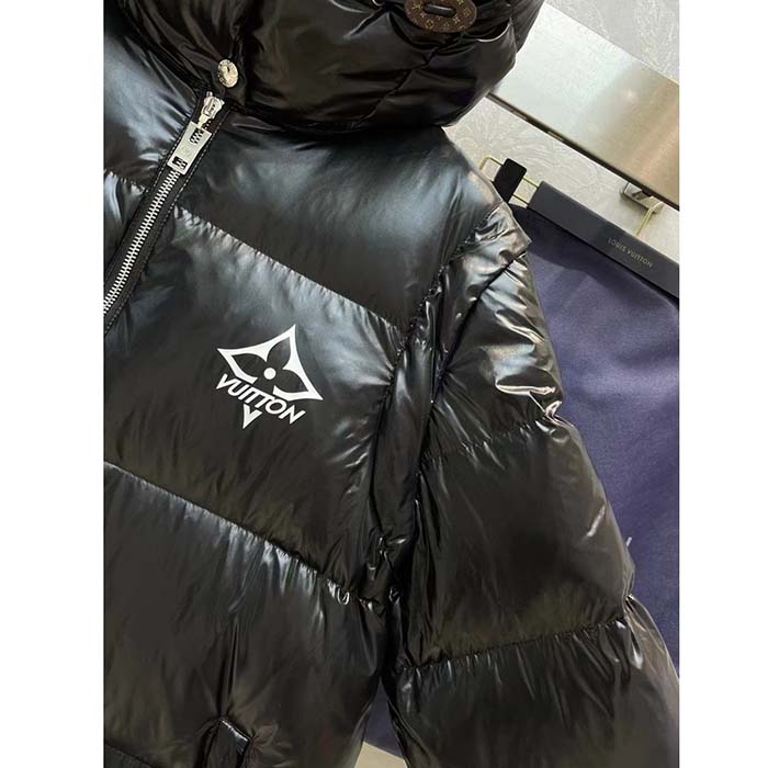 Louis Vuitton Women LV Glossy Long Puffer Coat Black Regular Fit Polyamide