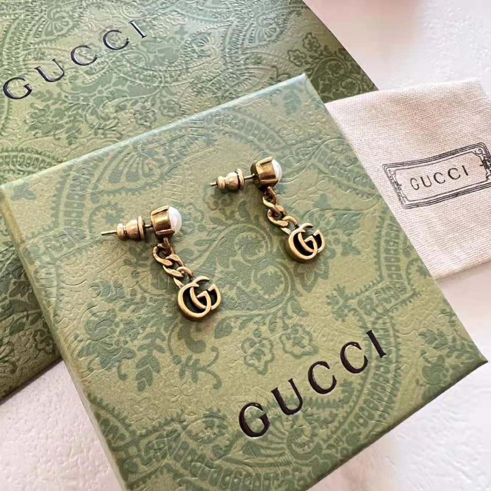 Gucci Women Pearl Double G Earrings