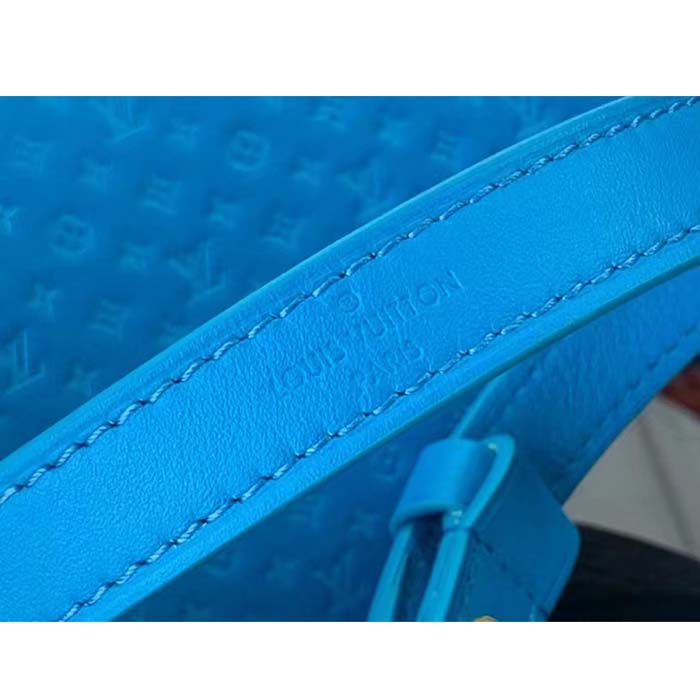 Louis Vuitton LV Women Loop Half-Moon Baguette Bag Blue Calfskin Monogram Flowers