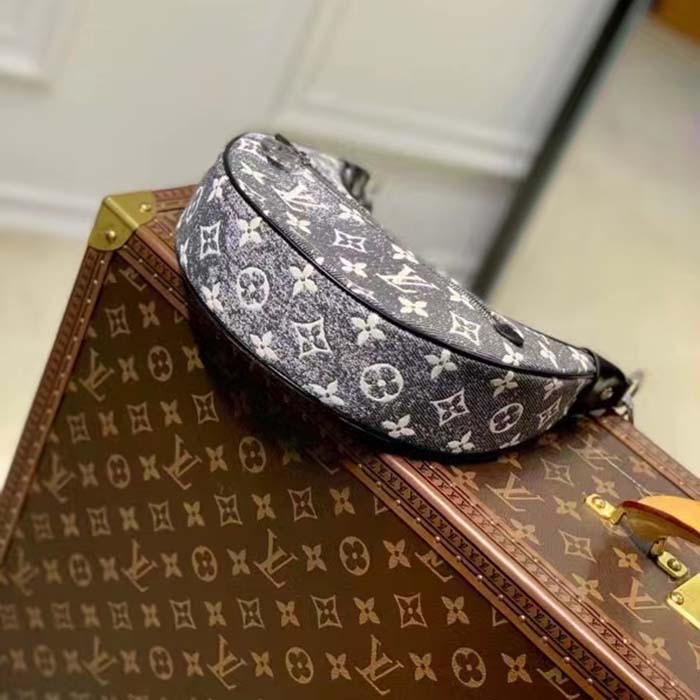 Louis Vuitton LV Women Loop PM Bag Gray Denim Textile Jacquard