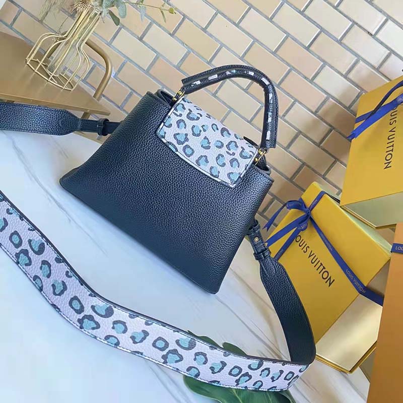 Louis Vuitton LV Women Capucines BB Handbag Black Taurillon Leather