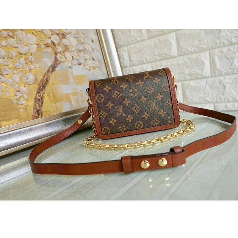 Louis Vuitton LV Women Mini Dauphine Handbag in Monogram Canvas-Brown